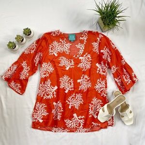 2/$20 Escapada Orange Printed Swim Coverup L
